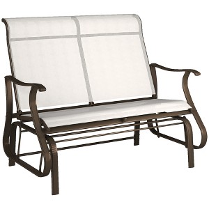 2-Person Outdoor Glider Bench¨ÛPatio Glider Loveseat Chair with Powder Coated Steel Frame¨Û2 Seats Porch Rocking Glider for Backyard, Lawn - 1 of 4