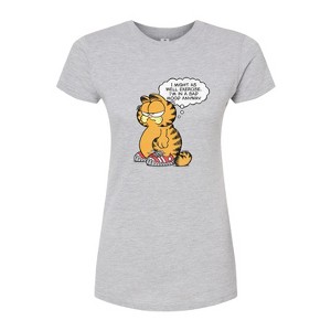 Women's - Garfield - Exercise Bad Mood Thought Bubble Fitted Graphic T-Shirt - 1 of 3