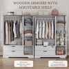 Brafabhome 62" Wooden Armoire Wardrobe Closet with 2 Drawers, 3 Doors Modern Wardrobe Cabinet with Mirror and Adjustable Shelf for Clothes Coats - 4 of 4