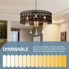 PAKOKULA 4-Light Black Drum Hollow Crystal Chandelier Light for Kitchen Island with No Bulbs Included - 4 of 4