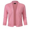 Women's 3/4 Sleeve Open Front Cropped Cardigan Sweater Lightweight Knit Short Shrugs Dusty Pink M - 2 of 4