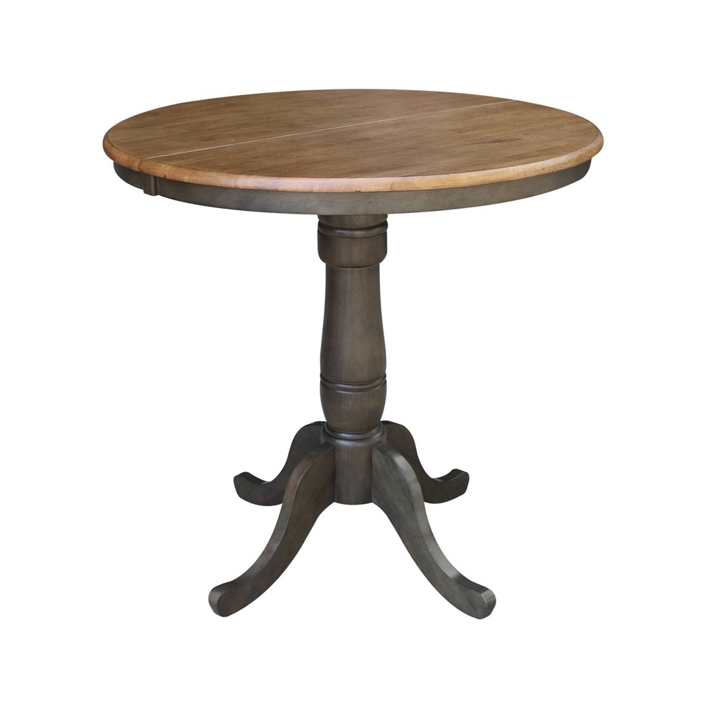 Photos - Dining Table 36" Kyle Round Top Drop Leaf  Tan/Washed Coal - International