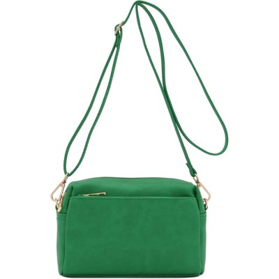 BEAFUP Triple Zip Small Crossbody Bag - Faux Leather Shoulder Bag with Gold Tone Hardware and Adjustable Strap - Zipper Closure for Everyday