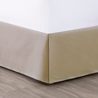 Tan Twin Faux Linen Split Corner Bed Skirt