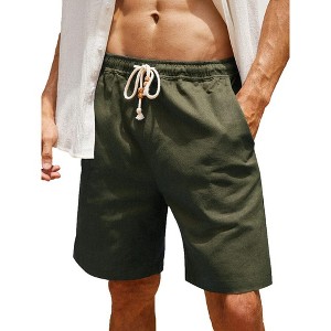 COOFANDY Men's Linen Shorts Casual Elastic Waist Drawstring Summer Beach Shorts - 1 of 4