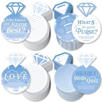 Big Dot of Happiness On Cloud 9 - 4 Bridal Shower Games - 10 Cards Each - Who Knows The Bride Best, Bride or Groom Quiz, What's in Your Purse and Love