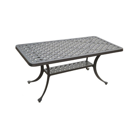 Sedona Rectangular Outdoor Coffee Table, Black Aluminum Outdoor End Table