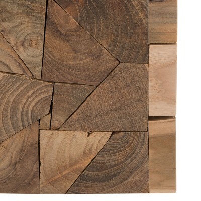 Reclaimed Teak Mosaic 12" Square Stool in Medium Oak Finish
