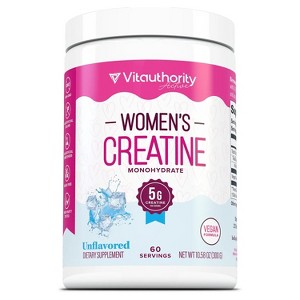 Women's Creatine Monohydrate Powder Supplement, 5g Creatine Building Strength, Energy, & Mental Clarity, Vitauthority, 60 servings - 1 of 2