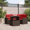 vidaXL Patio Sofa Set with Cushions and Table Outdoor 5 Piece Poly Rattan - Brown without storage - 2 of 4