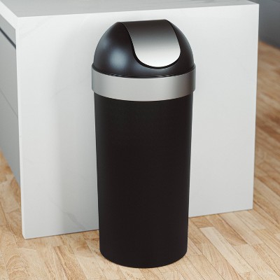 Umbra Black and Silver 16-Gallon Swing-Top Trash Can