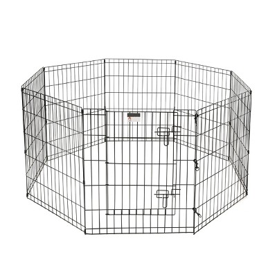 Pet Adobe 8-Panel Folding Metal Pet Playpen – Black