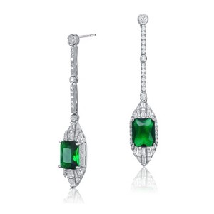 Guili Sterling Silver White Gold Plated Dangle Earrings with Colored CZ Stones, A Timeless and Elegant Piece for Any Occasion or Fashion Style - 1 of 3