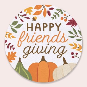 Big Dot of Happiness 25 Ct Fall Friends Thanksgiving Drink Coasters, 4-Inch Disposable Round Paper Coasters for Friendsgiving Party Decoration - 1 of 4