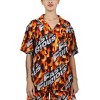 Fast & Furious Logo All-Over Print Flame Background Adult Short Sleeve Button-Down Shirt - 3 of 4