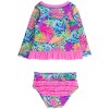 RuffleButts Girls UPF50+ Long Sleeve Rash Guard Bikini - 2 of 4