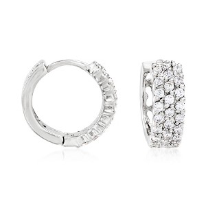 Ross-Simons 0.70 ct. t.w. CZ Triple-Row Huggie Hoop Earrings in Sterling Silver - 1 of 3
