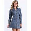 Allegra K Women's Button Down Collar V Neck Long Sleeve A-line Denim Dress - 2 of 4