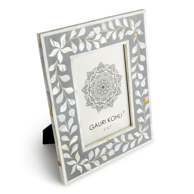 Grey 5x7 Floral Mother of Pearl Tabletop Frame