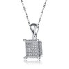 White gold plated necklace with cubic zirconia square pave pendant, featuring a chic and elegant design for a sophisticated look - 3 of 3