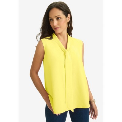 Jessica London Women's Plus Size Uptown Sleeveless Tie-Neck Blouse