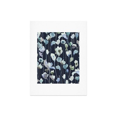 Ninola Design Watery Abstract Flowers Navy 18" x 24" Art Print - Society6