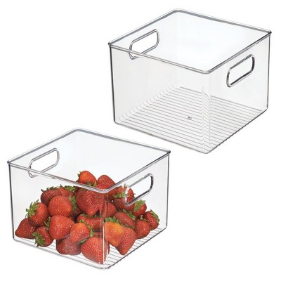 iDesign Pantry Storage Bin with Handles for Kitchen Cabinets or Fridge - Set of 2 - Clear - Made in USA