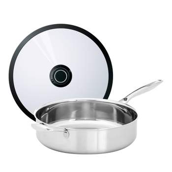 Frieling Black Cube Stainless, Saute Pan w/Lid and helper handle, 11" dia., 4.5 qt., Stainless steel