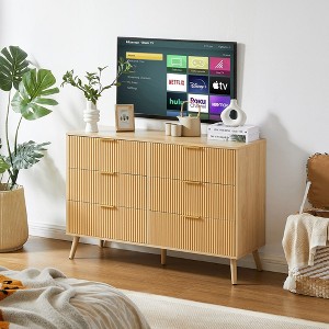 Bedroom Dresser, 6 Double Dressers with Wavy Drawers, 47.2''W x 15.8''D x 31.7''H - 1 of 4