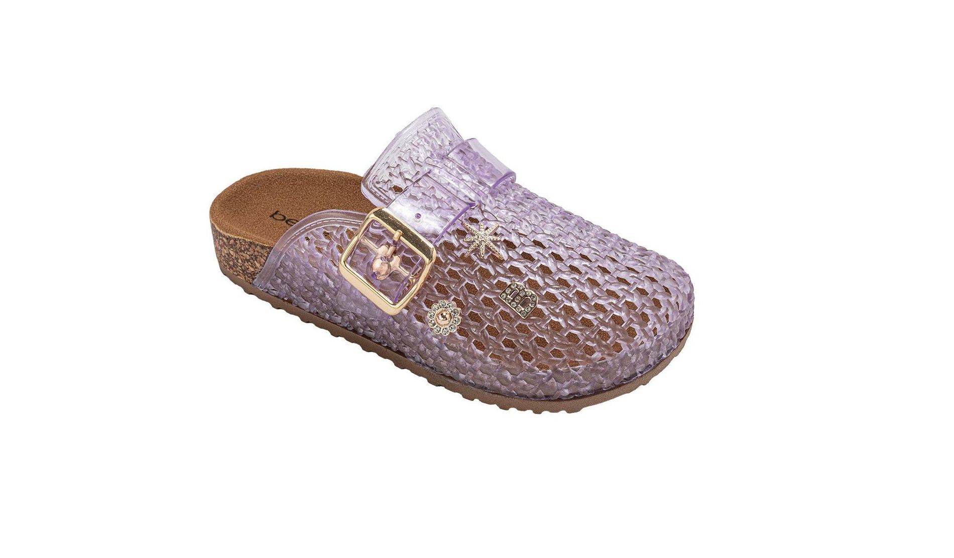bebe Girl's Footbed Jelly Clogs - Easy Slip-On Design with Buckle and Charms (Little Girl/Big Girl)