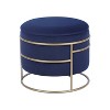 Techni Home Elegant Velvet Round Ottoman with Gold Frame and Storage, Blue - 2 of 4