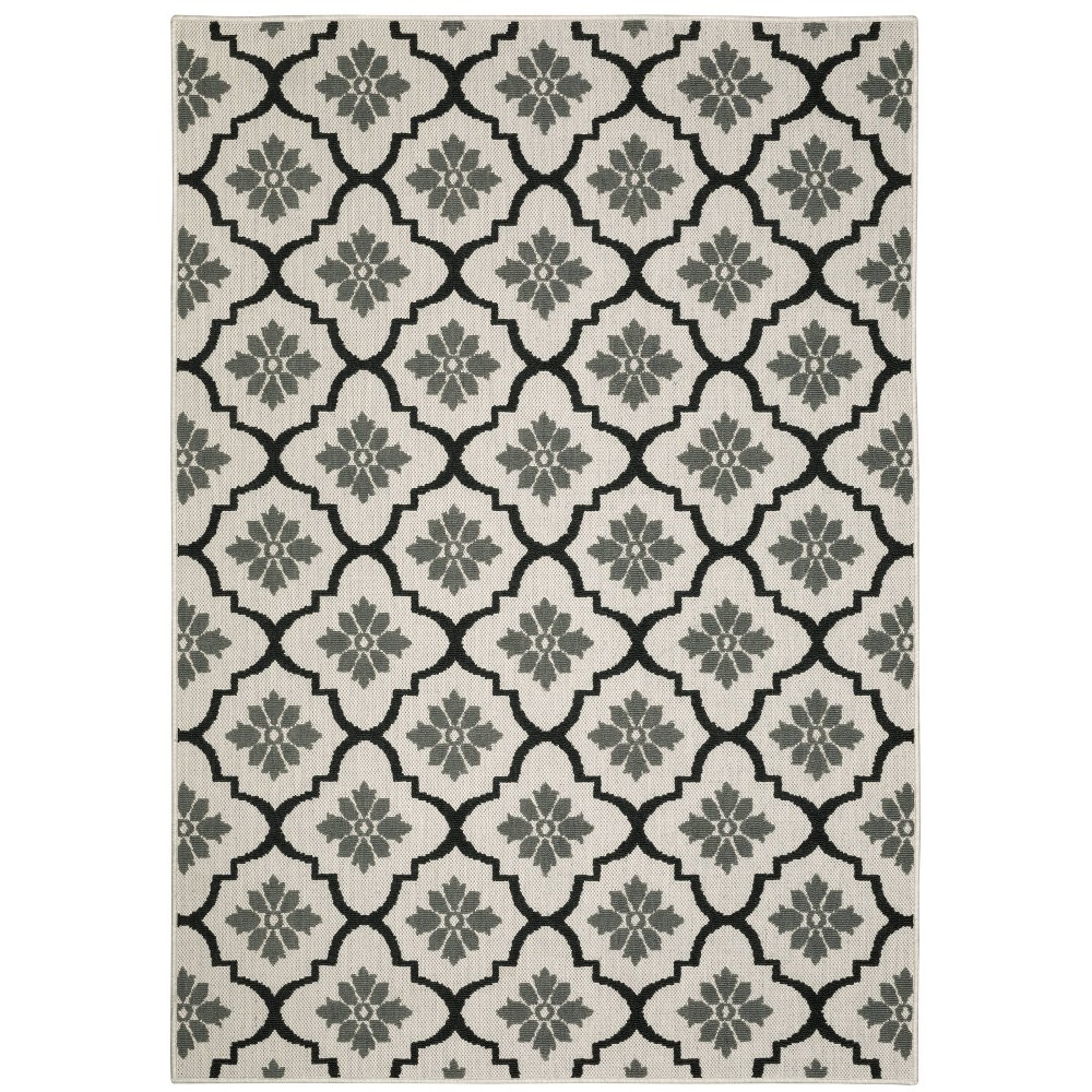 Photos - Area Rug 7'10"x10' Trinity Floral Trellis Patio  Beige/Black - Captiv8e Des