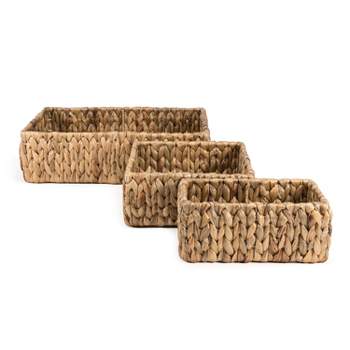 happimess Tress Minimalist Hand-Woven Hyacinth Nesting Baskets, Natural (Set of 3)