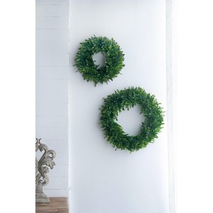 Gulches 2-Pack Greenery Wreaths - 16" & 12" Artificial Plastic Wreaths, Home Wedding Wall Window Doorway Decor (0.9lbs) - 1 of 4
