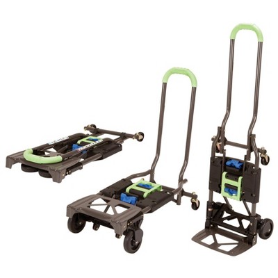 Cosco Shifter Multi-Position Folding Hand Truck and Cart Green: Metal Convertible Dolly, 300 lb Capacity, No Assembly Required