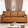 81" Leather Sofa for Living Room, Mid-Century Modern Couch with Deep Seats, Brown Faux Leather Couch, 3 Seat Sofa with Removable Cover for Apartment - 3 of 4