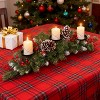30" Christmas Table Centerpiece with 3 Candle Holders, Red Berries, Pine Cones and Steel Base Included - 3 of 4
