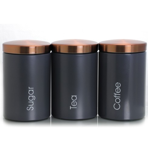 AQ Set of 3 Metal Kitchen Storage Canisters w/Lids and Scoop, Storage for  Kitchen Cooking and Baking Ingredients, Flour, Coffee, Tea, Sugar, etc. 