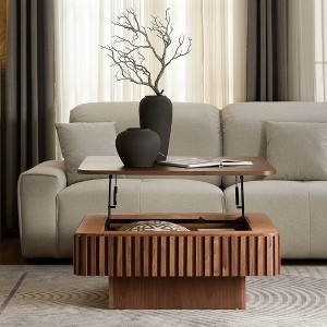 PAGED Square Coffee Table, Modern Side Table with Wood Veneer Tabletop, Compact Center Table for Living Room, Bedroom - 1 of 4
