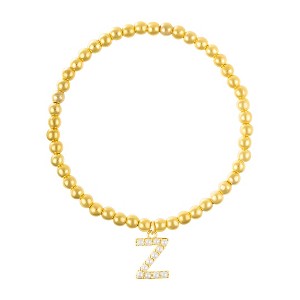 Adornia 14k Gold Plated Stretch Bead Bracelet with Pearl Letter - 1 of 3