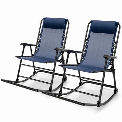 Tangkula 2PCS Patio Folding Rocking Chair Outdoor Portable Lounge Rocker