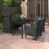 vidaXL Patio Dining Set Outdoor Table and Chair Set Poly Rattan and Glass - Black 55.1" Table Length 4 Items - 2 of 4