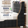 Full /Queen Upholstered Bed Frame with 4 Storage Drawers，Wingback Headboard with Charging Station, Diamond Stitched Button Tufted Design - 4 of 4