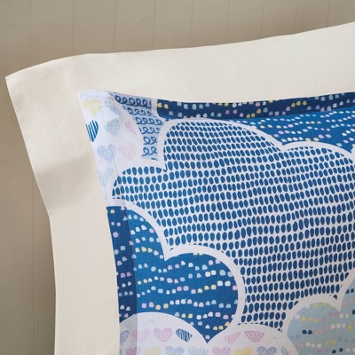 Blue Cotton Cloud Print Kids' Full/Queen Duvet Cover Set