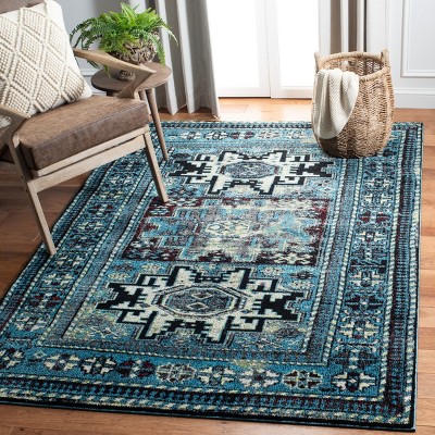 Reversible Black Oriental Synthetic 5' x 7' Area Rug