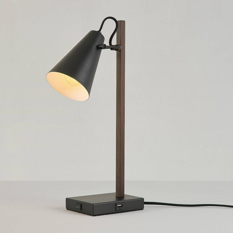 18&#34; Nash Table Lamp with Faux Wood Arm Matte Black - Globe Electric, 4 of 10