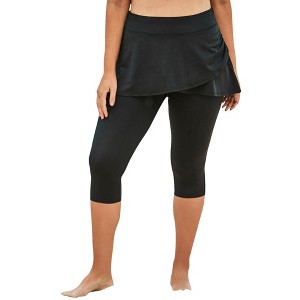 Swim 365 Women's Plus Size Skirted Swim Capri Pant - 1 of 4