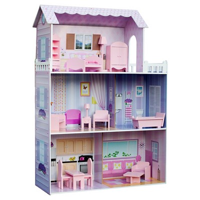 Teamson Kids Fancy Mansion Doll House With 13pcs Furniture