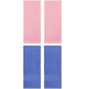 REGALWOVEN 4 Pcs Solid Textured Cotton Soft Absorbent Decorative Hand Towel - 1 of 4