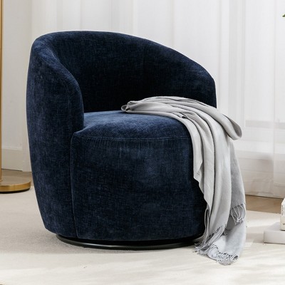 Swivel Accent Chair, Swivel Barrel Chair With Wood Frame, Round Rotating Base, Ergonomic Backrest, 360 ° Rotating Upholstered Living Room Chair